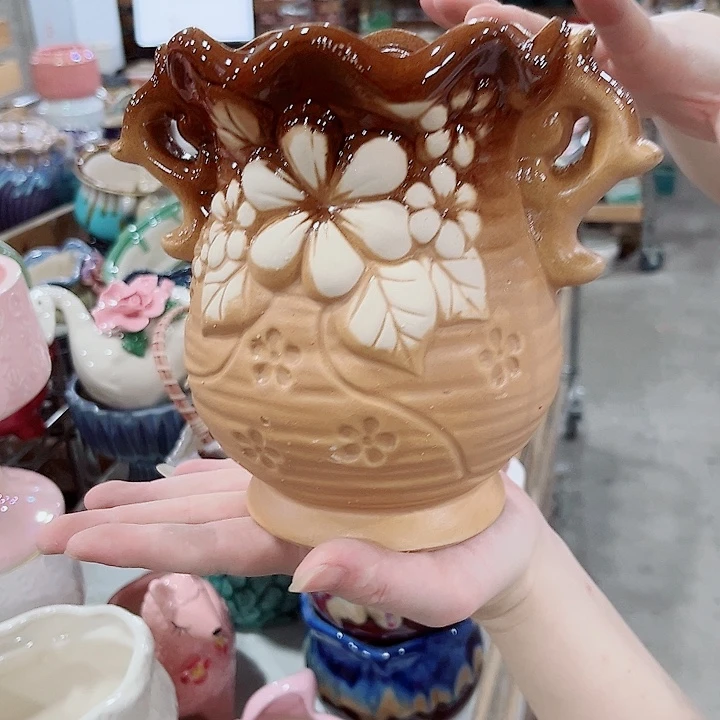 有孔.凑单10元陶瓷花盆发货！