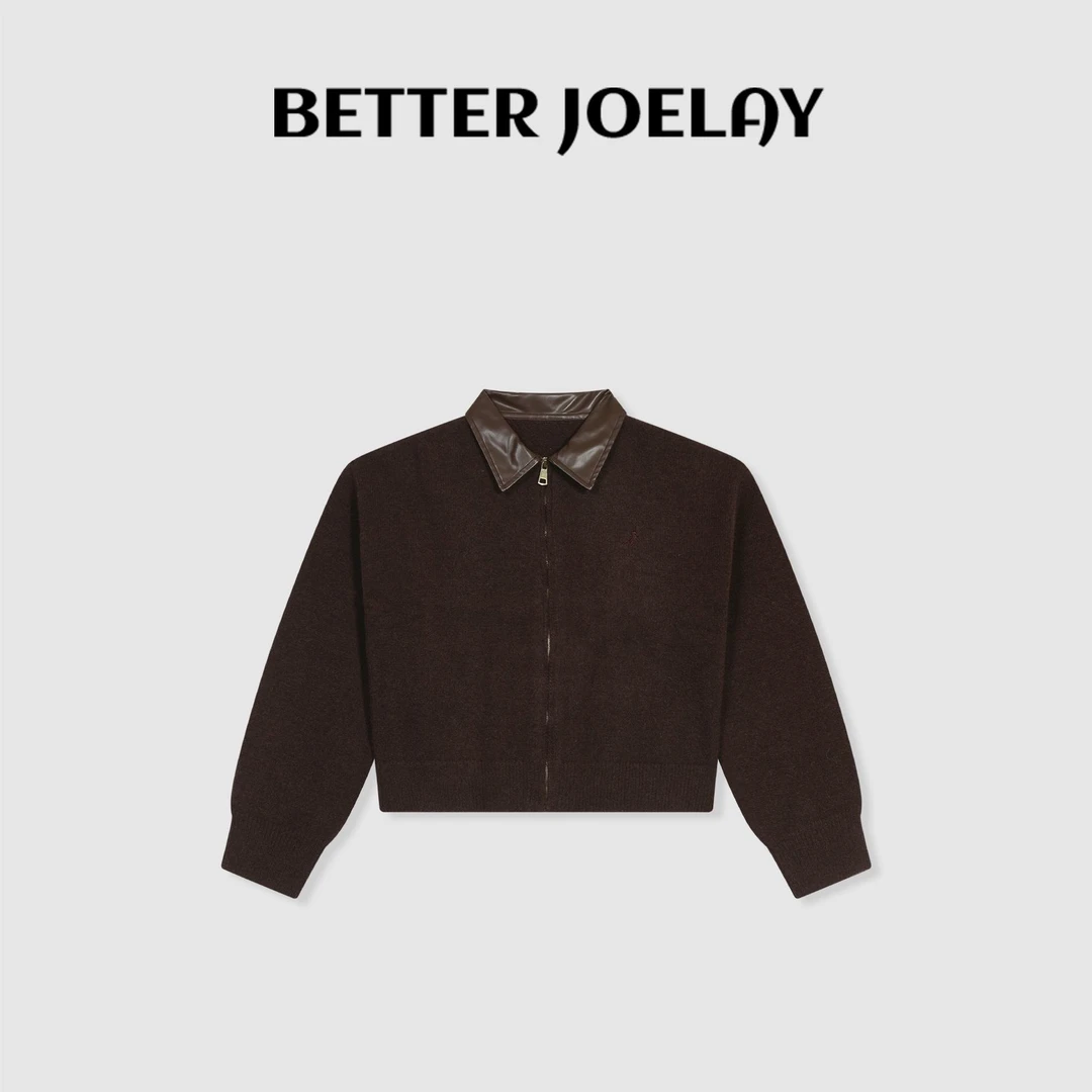 BETTER JOELAY-【皮领针织】时尚百搭针织开衫毛衣个性慵懒WS92270