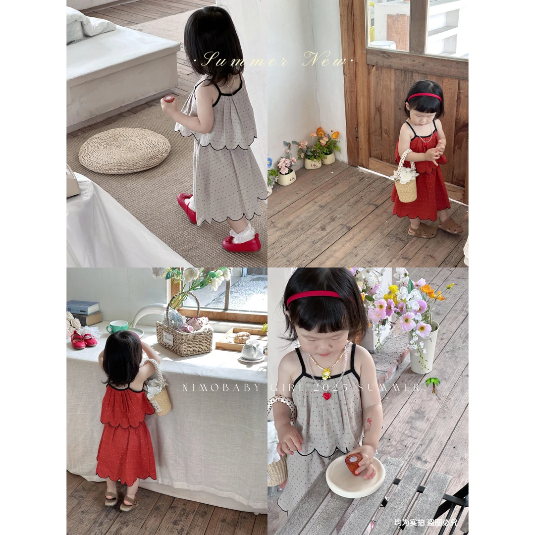 NIMO【山梨假日】韩版夏季新款宝宝时尚亲肤透气外穿碎花波点套装