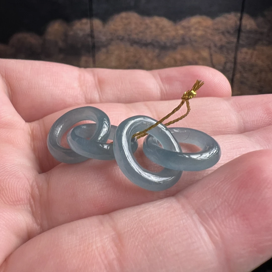 老翡翠双连环一对