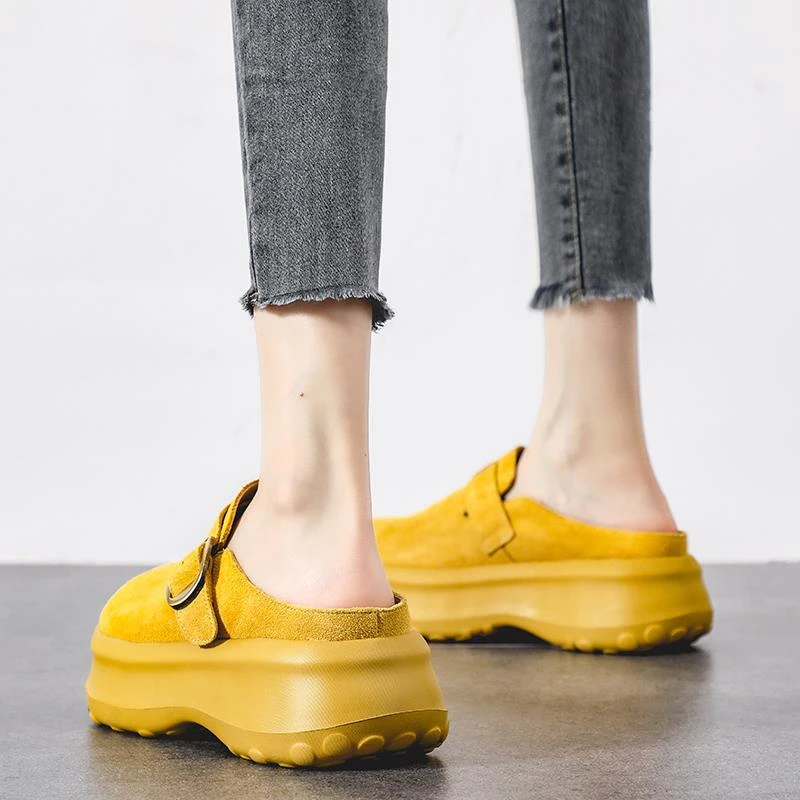 厚底增高勃肯鞋女正品包头半拖鞋2025夏季新款外穿休闲博肯凉拖鞋