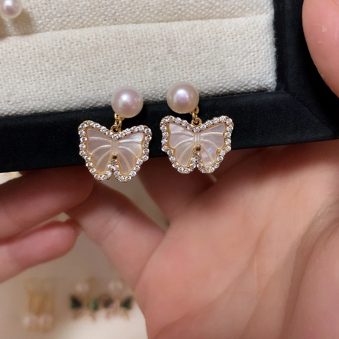 淡水珍珠耳饰合金