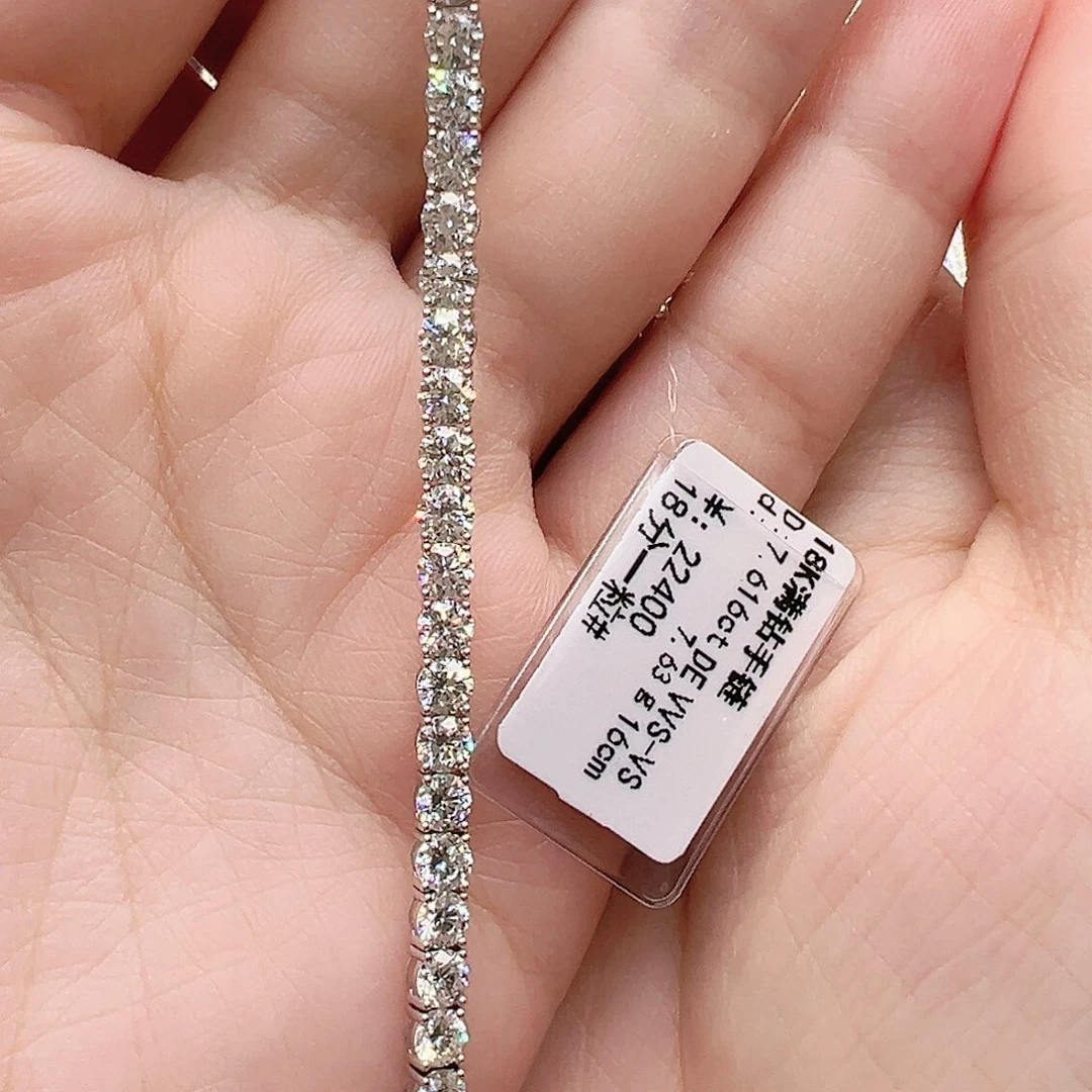 套链18K金镶嵌实验室培育钻石单颗18分，网球款手链