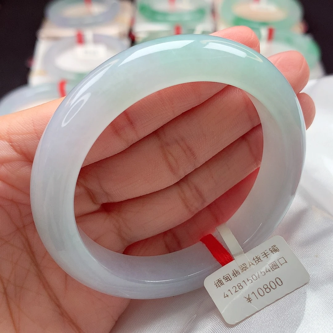 翡翠未镶嵌手镯54圈口，编号27