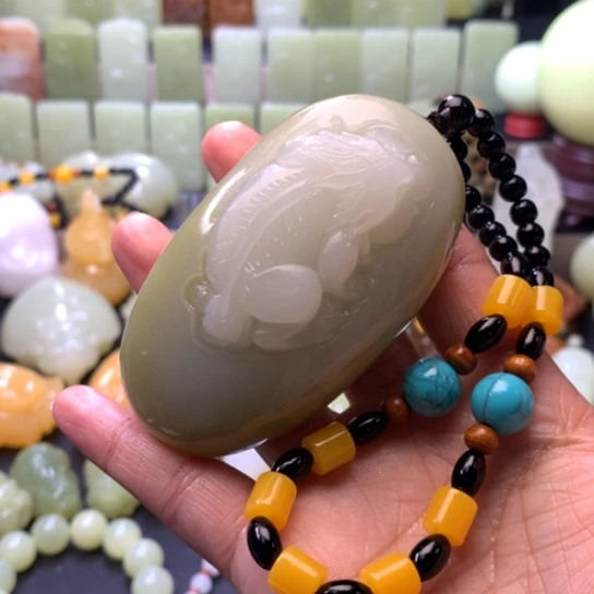 石材方解石手把件