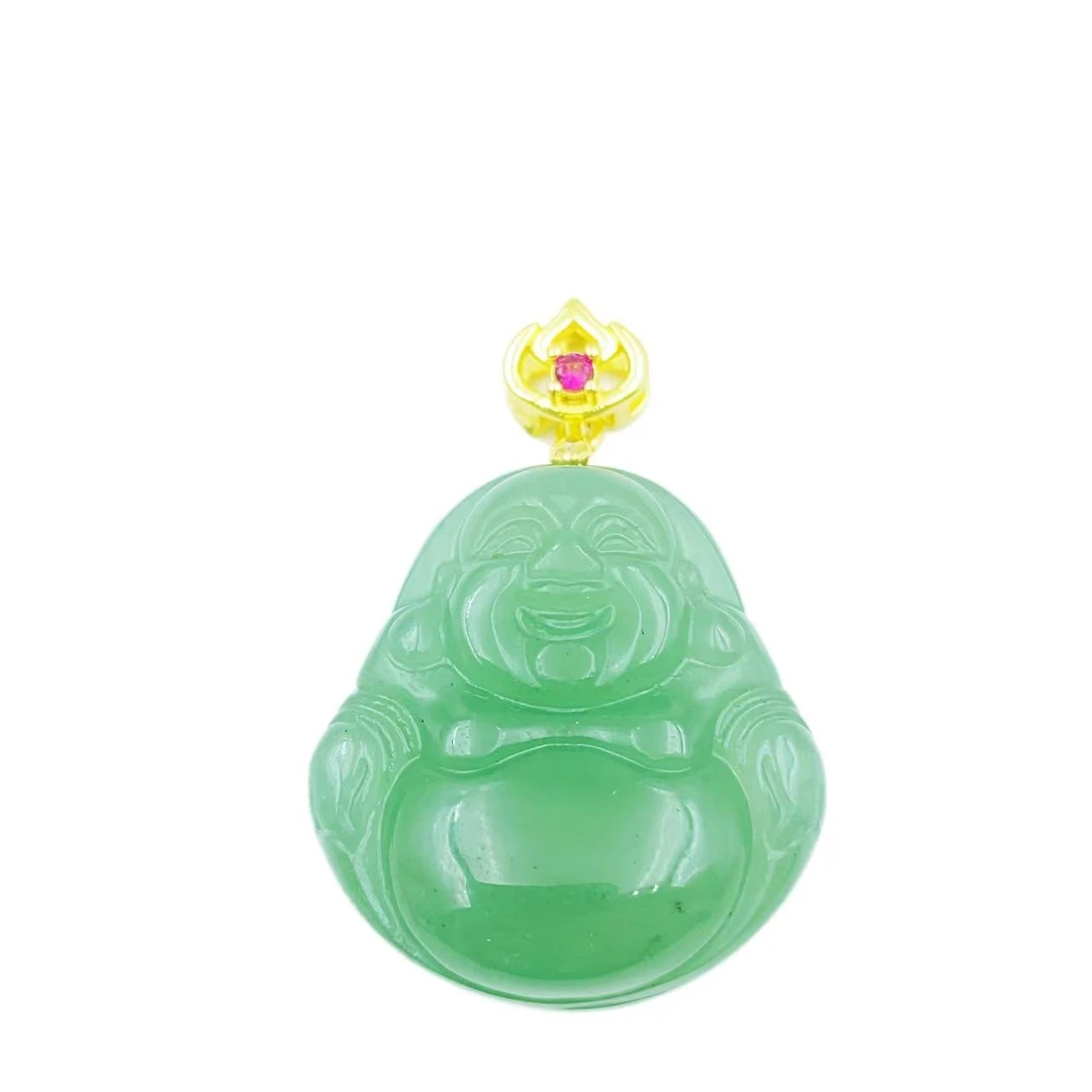 高档珠宝东陵玉国风大肚佛公吊坠Y2086（皮绳）赠包装合金