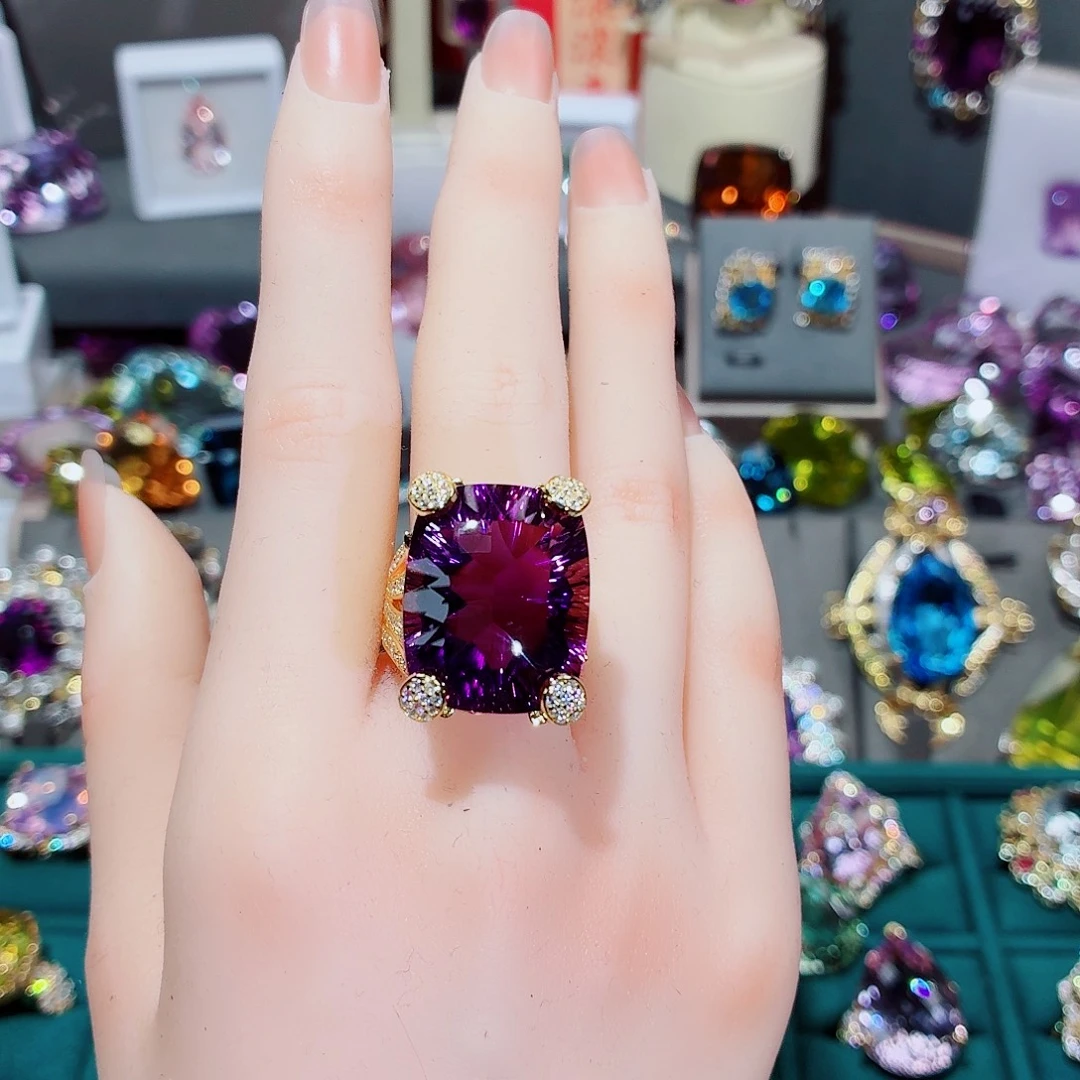 戒指紫晶银S925镶嵌