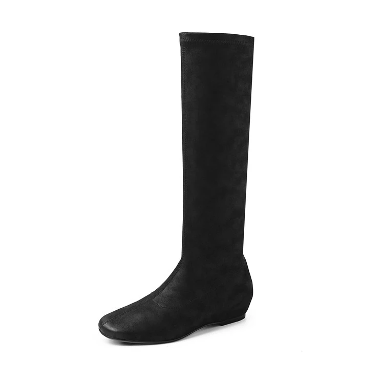 E/P‘STUDIO-3cm（筒高41/19cm）法式复古圆头弹力显瘦秋冬女靴