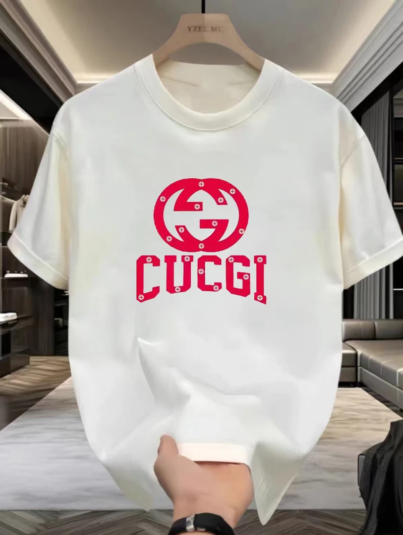 **夏季时尚宽松印花潮流春夏卡通圆领设计感纯棉短袖-GUCGI