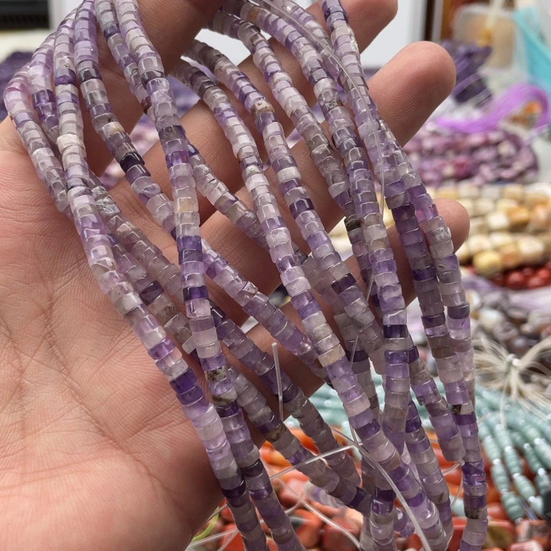 玛瑙/玉髓合金珠宝半成品一条装卡4mm紫水直切隔片