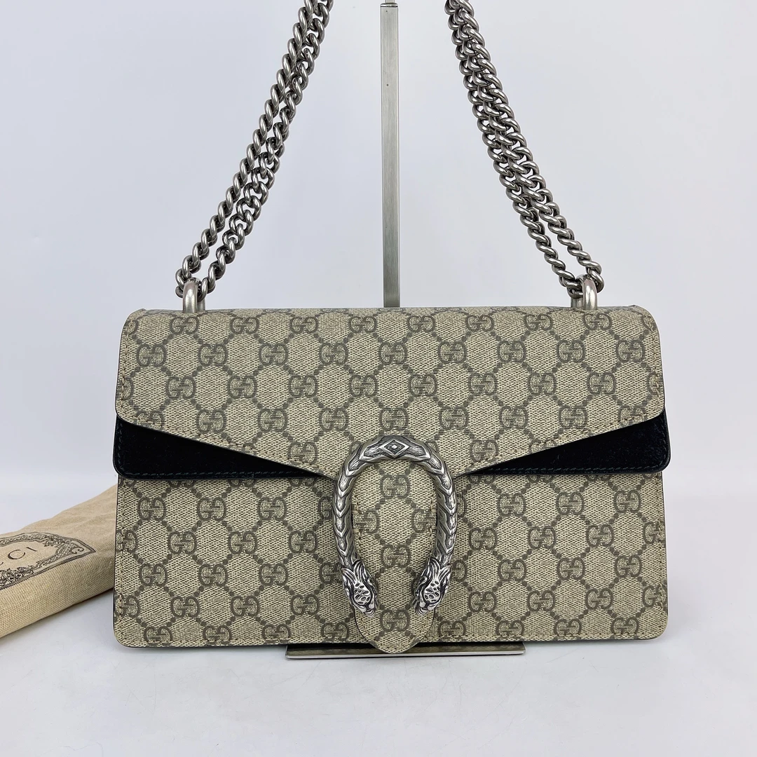95新 GUCCI/古驰 古驰 黑色老花酒神单肩包底长28 K029