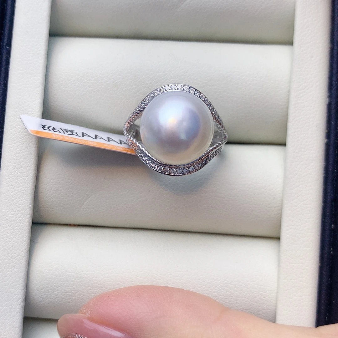戒指海水珍珠银S925镶嵌W40