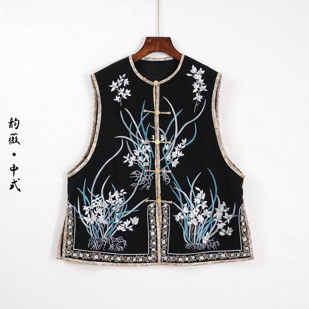 女士上衣中国风传统国风中式对襟重工刺绣马甲1933