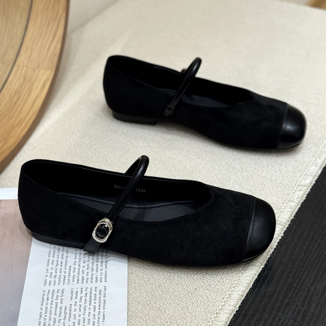 韩版秀气芭蕾软底玛丽珍单鞋女2025新款秋圆头拼接平底洋气晚晚鞋