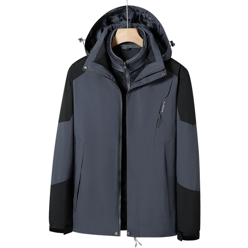 【工厂直发】宽松可脱卸连帽摇粒绒内胆户外运动休闲防水防风冲锋衣