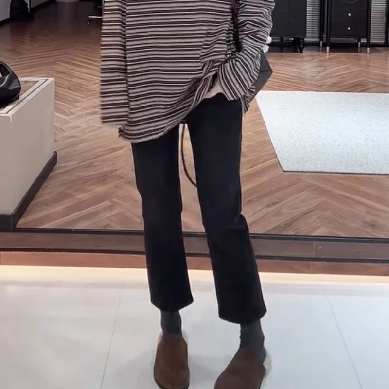 萱贝纯高腰百搭显瘦直筒牛仔裤女2025秋冬新款时尚洋气九分烟管裤