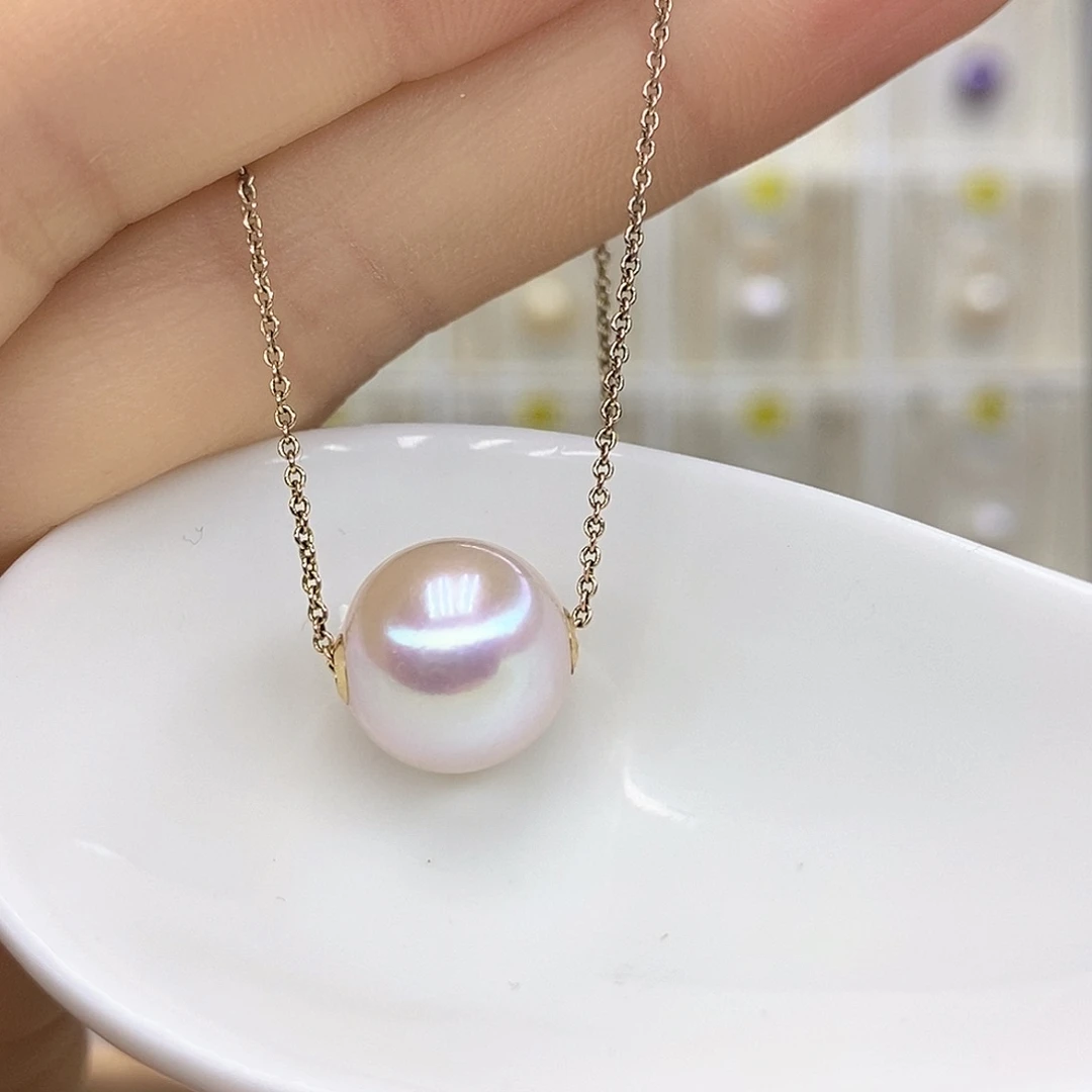 淡水珍珠吊坠(赠链)18K金镶嵌