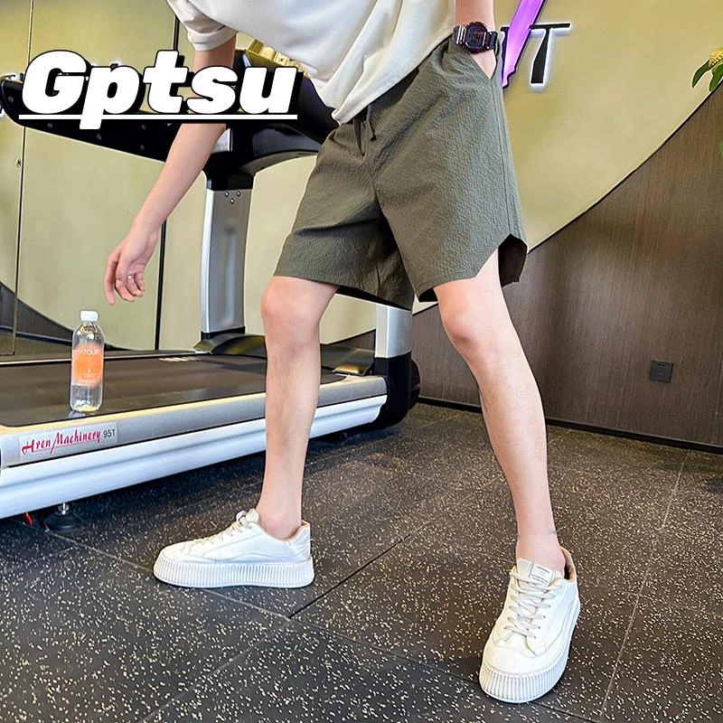 GPTSu冰丝短裤男士薄款夏季个性痞帅潮流运动速干宽松休闲五分裤