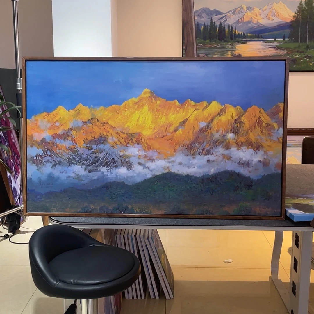 横款画面尺寸60*90cm，带原木色框