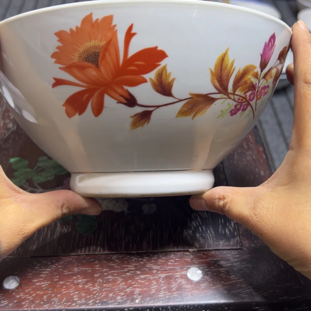 陶摆件20厘米一枝花大面碗