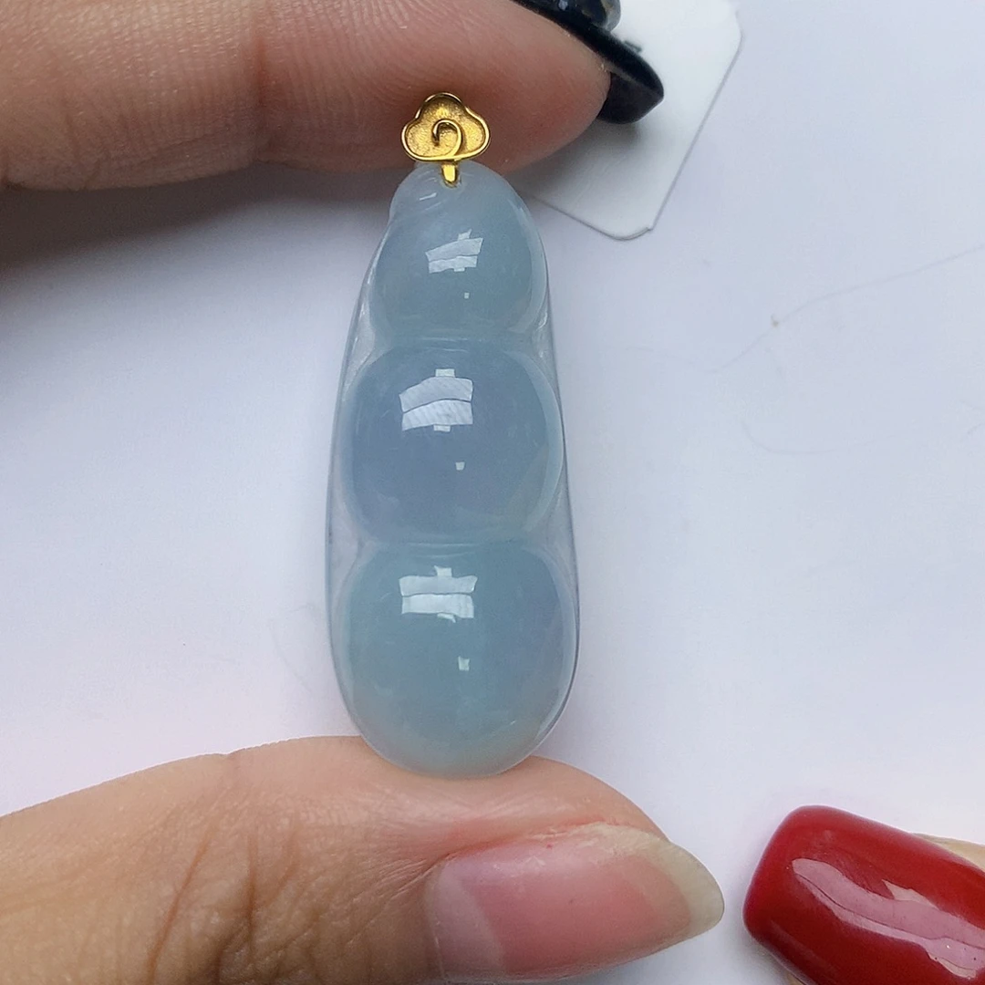 颈饰18K金镶嵌翡翠天然翡翠