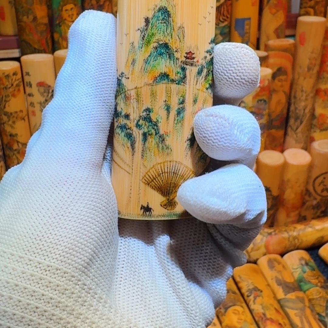 清***茗竹扇面山水有相逢作品