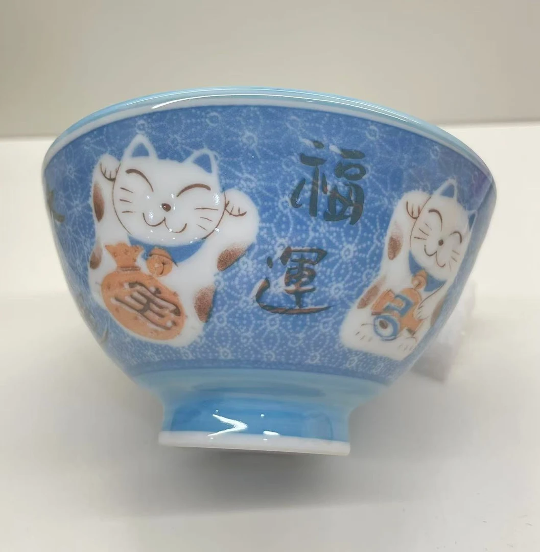 日本美浓烧浅蓝招财猫碗惜忆裳百货店拍货链接