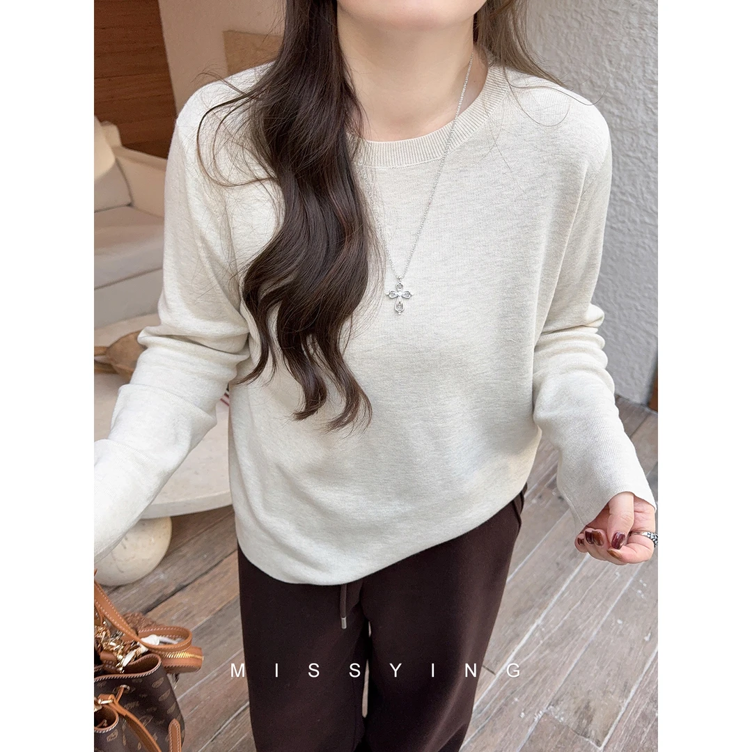 应小姐【云柔衫】微胖大码显瘦休闲风时尚长袖打底内搭毛衣针织衫