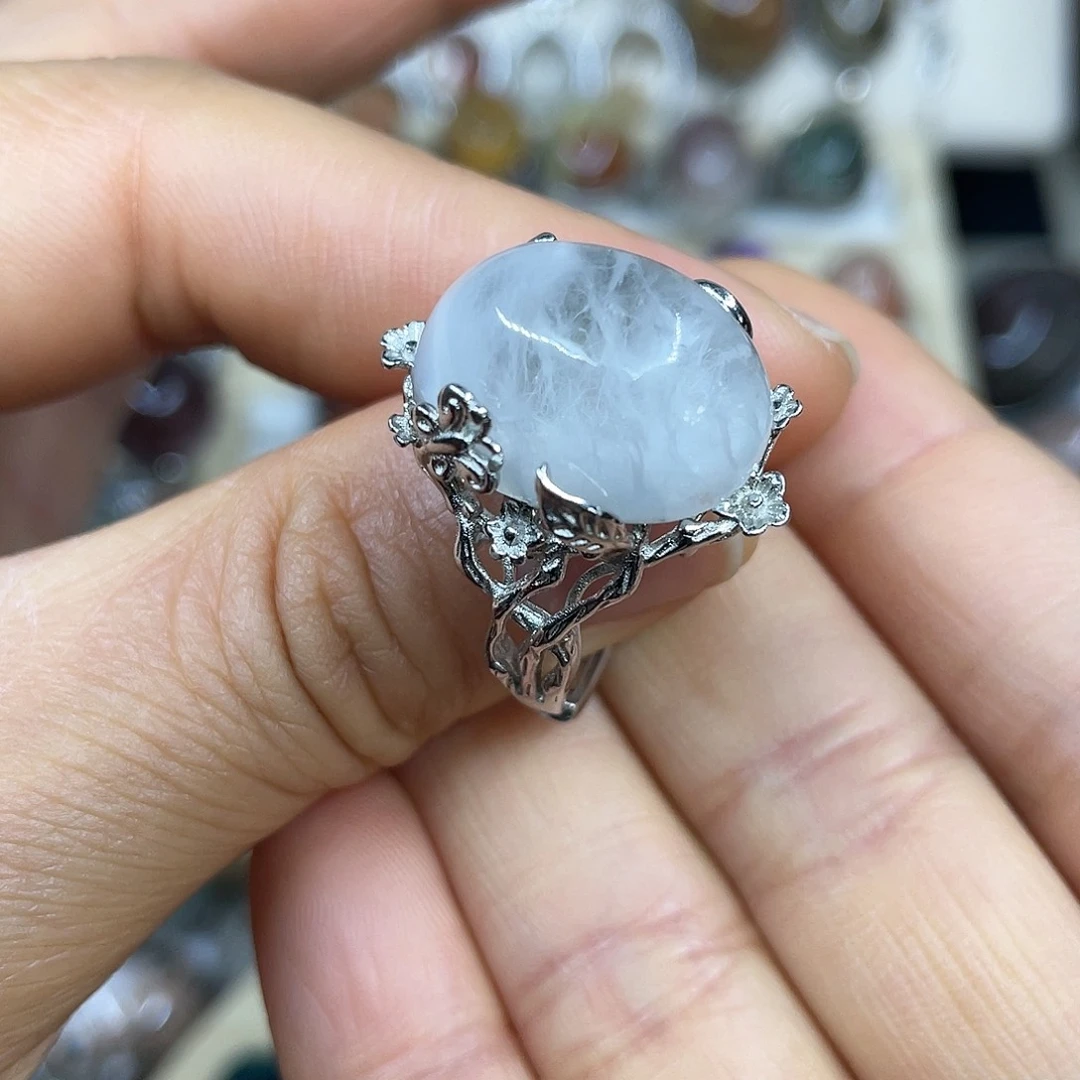 【闪购商品】银S925镶嵌珠宝半成品水晶戒指