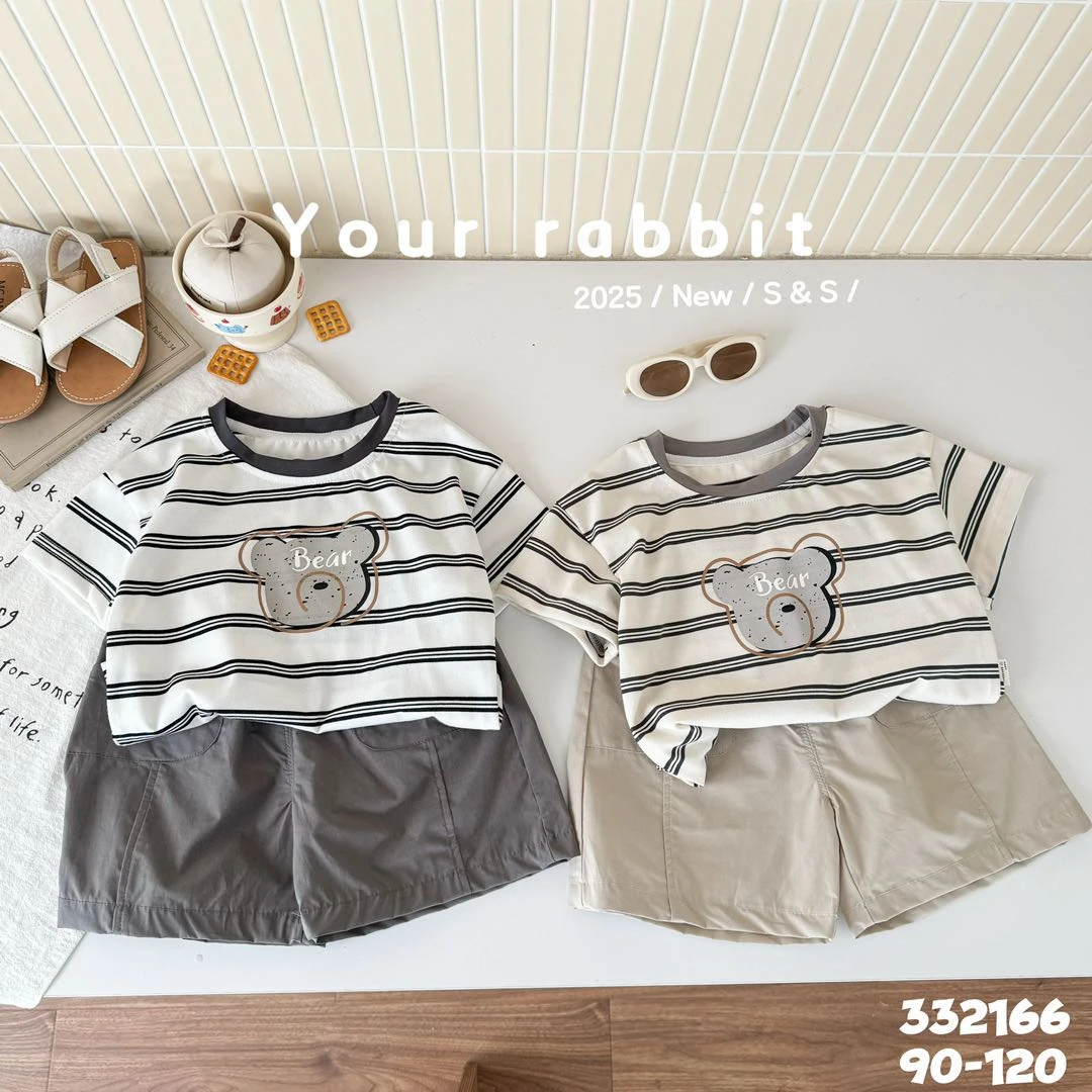 332166简约熊熊T恤套装（深灰）