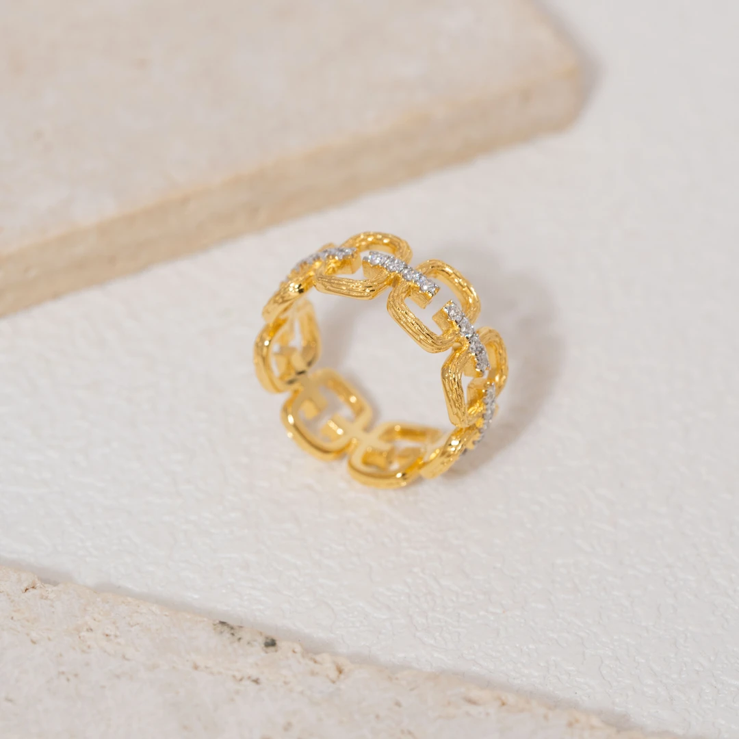 925银戒指 链条白钻戒指925(多样性发其一)