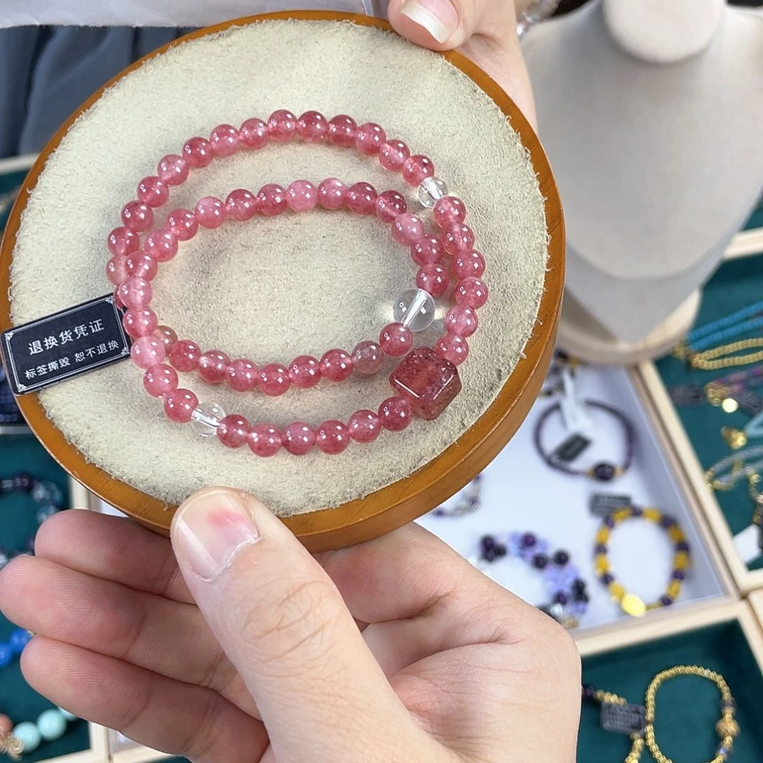 水晶手链银S925镀金镶嵌