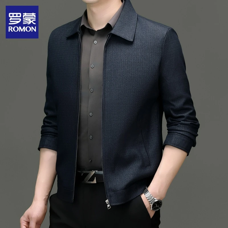 罗蒙男士秋冬夹克2025新款青年简约休闲轻奢高端商务痞帅外套男装