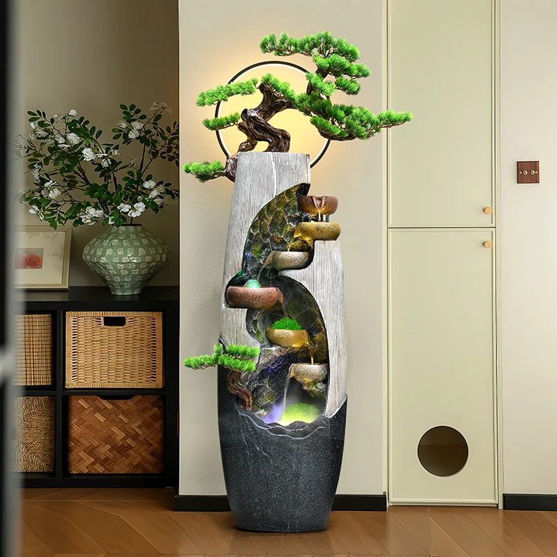 7237家居流水摆件适合餐厅开业乔迁玄关电视柜装饰室内循环水加湿