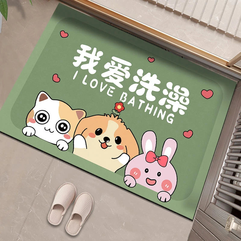 卡通垫子硅藻泥地垫卫生间吸水免洗耐脏地垫入户浴室进门垫地垫