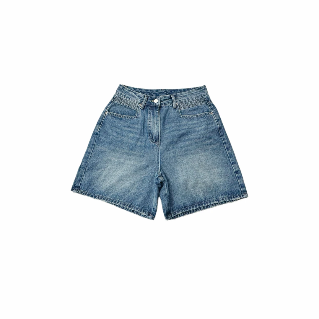 VANDERXIU 复古水洗百搭牛仔五分裤