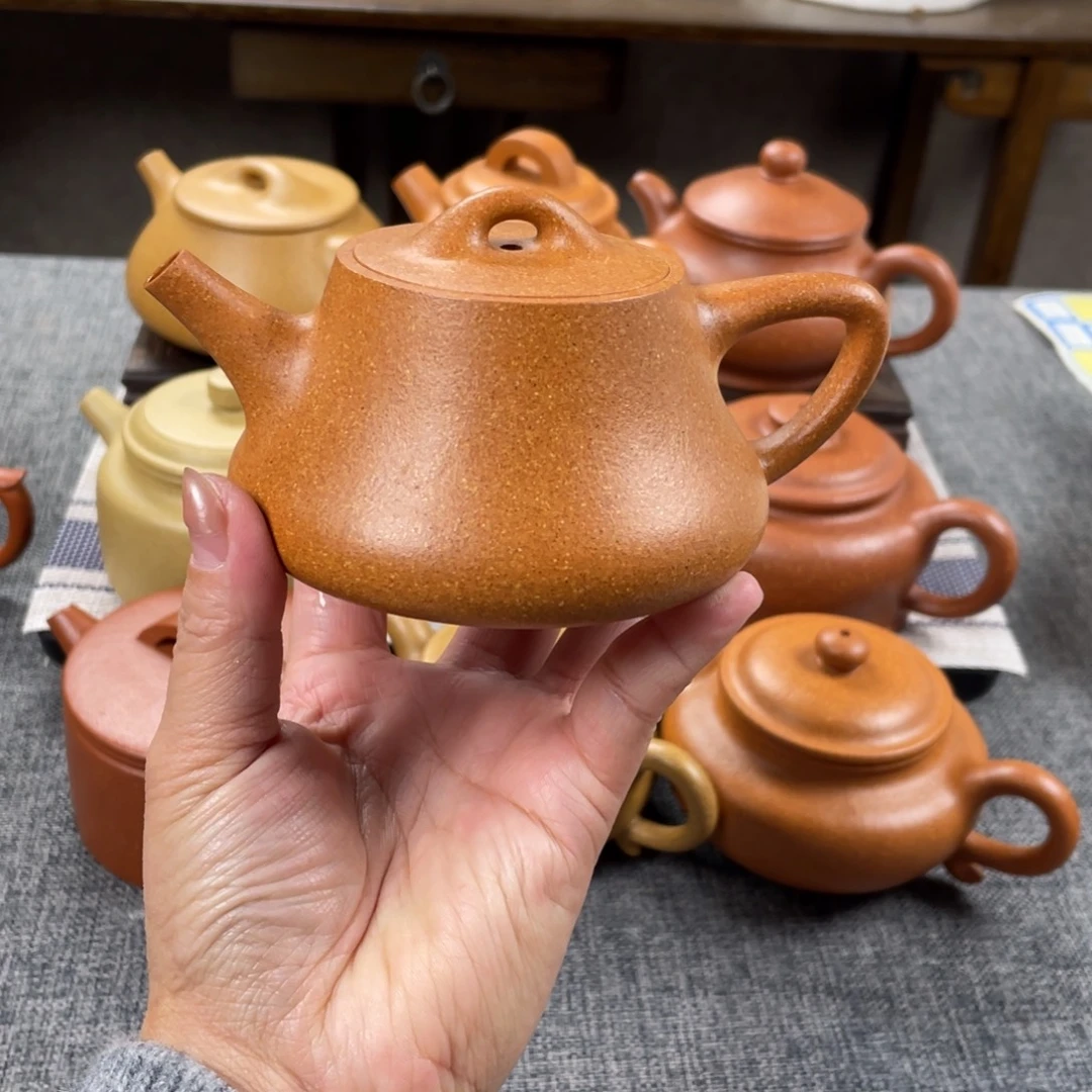 紫砂茶壶金黄段泥柱础全手30目180手工泥