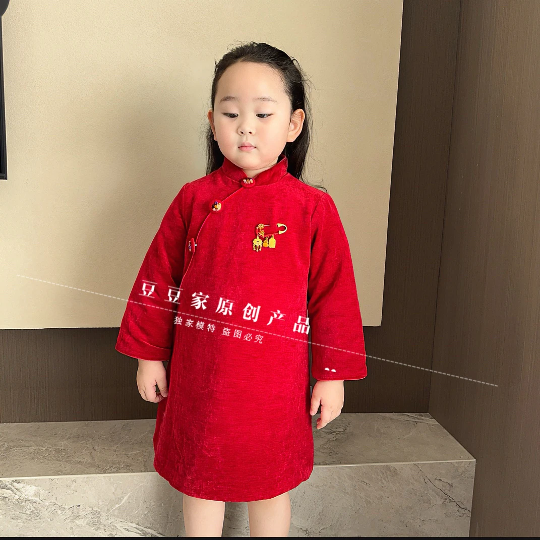 【年服限定款】雪尼尔儿童旗袍裙节日礼服中国风限定款