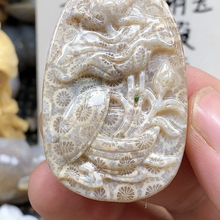 颈饰未镶嵌硅化珊瑚（珊瑚玉）有瑕