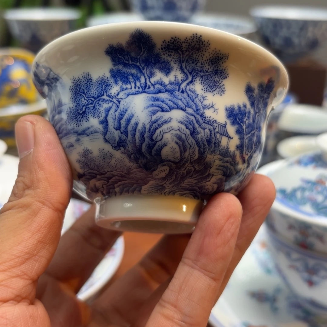 乐***祝盖碗山水压手杯景德镇发货