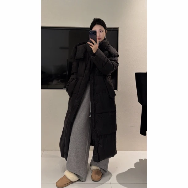 大被子连帽白鸭绒外套 519#