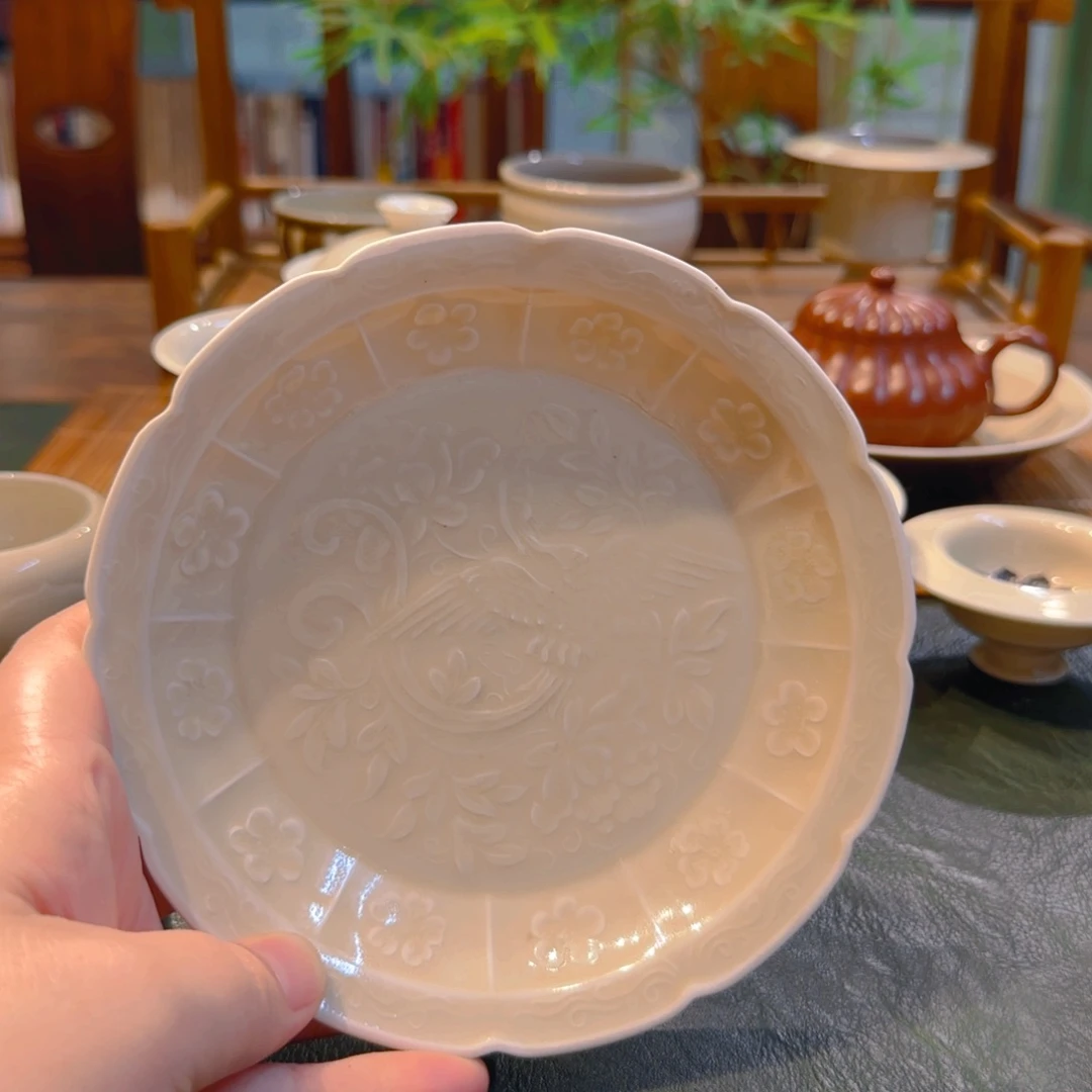 橘***座花口内膜印 凤纹 口14.7