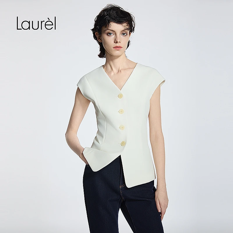 Laurel劳芮25夏新款淡雅简约通勤马甲女LWD355B00300