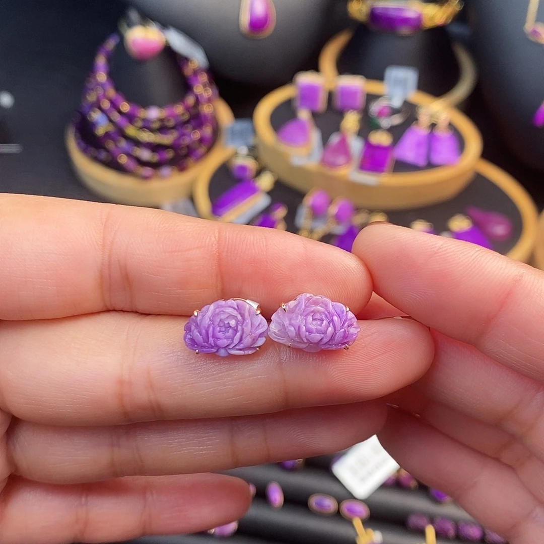 苏纪石（舒俱来）18K金镶嵌耳饰