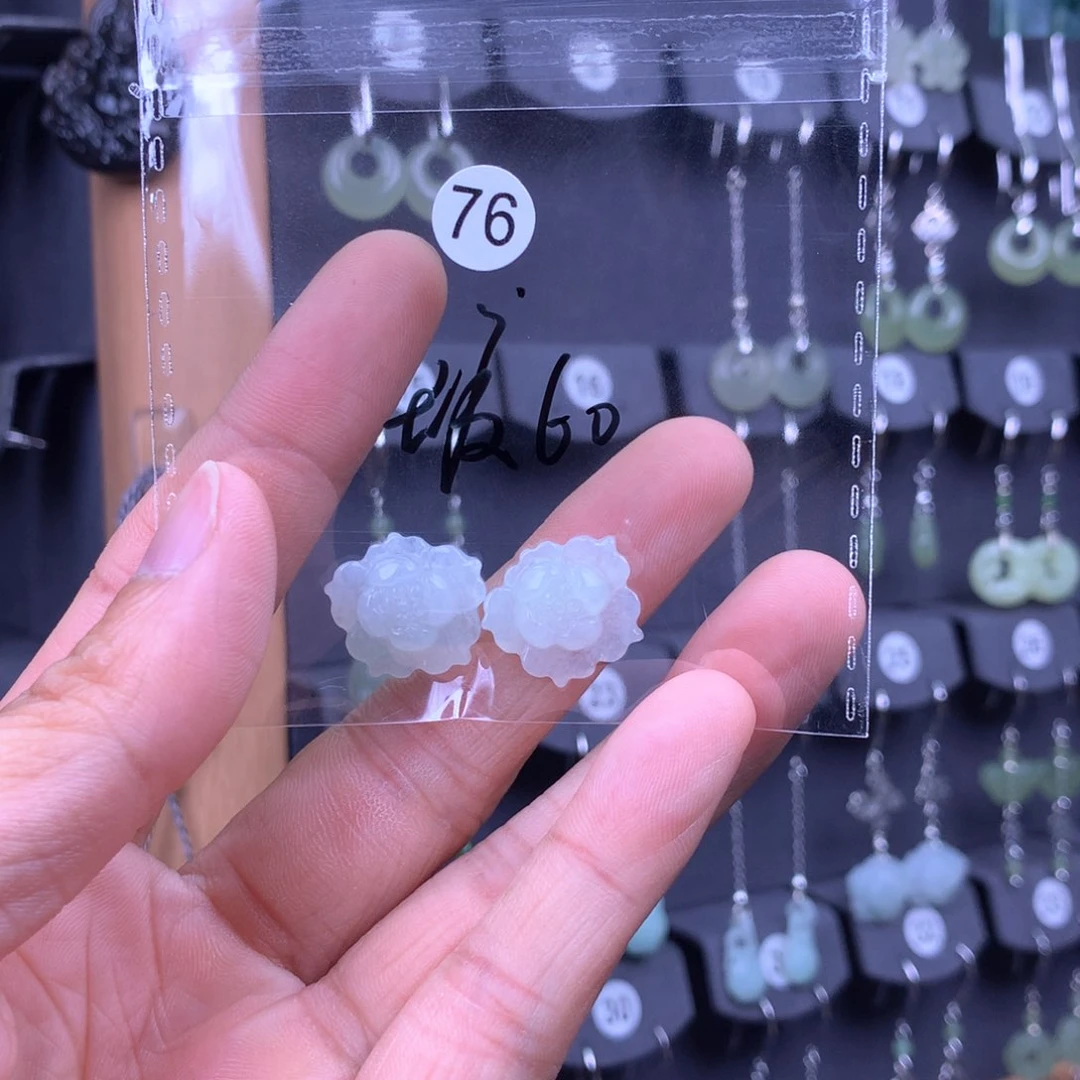 翡翠耳饰银S925镶嵌安*