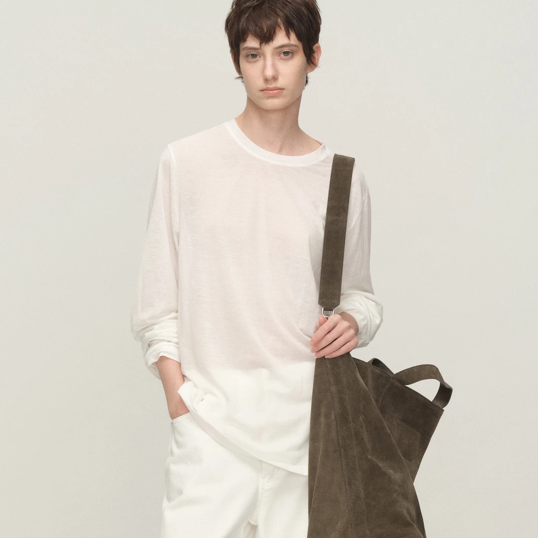 白弓 “云感系列”特供定制24股轻纱工艺轻薄长袖T恤女53638