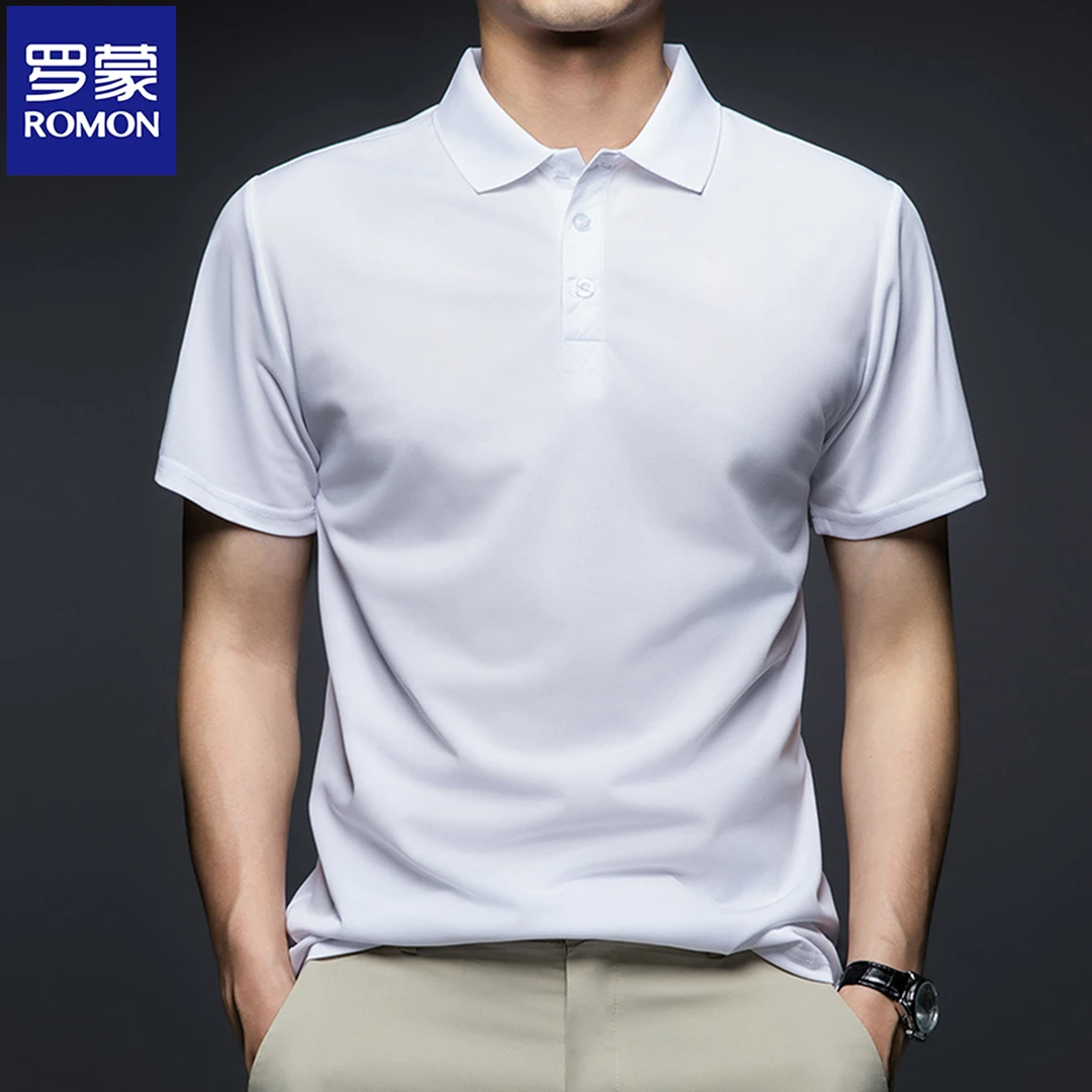 Romon/罗蒙夏季新款无痕POLO衫男士短袖透气翻领T恤商务休闲百搭