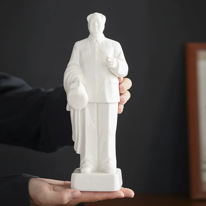 毛主席陶瓷摆件摆设工艺品白瓷收藏站像瓷像伟人领袖巡视大江南北