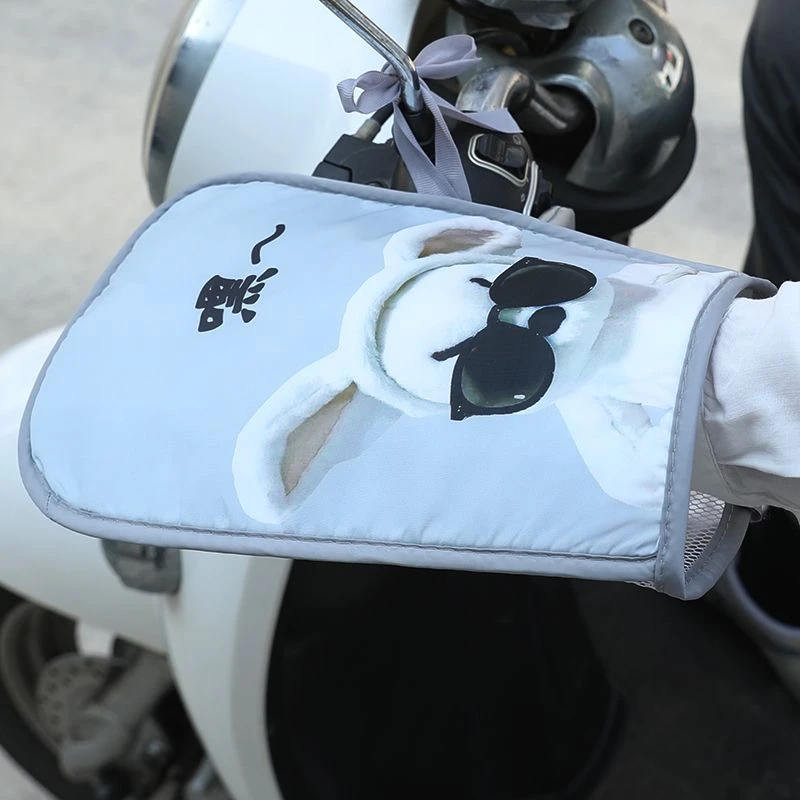 电动车卡通防晒手套夏季挡风遮阳护手罩薄款防雨电车外卖把套