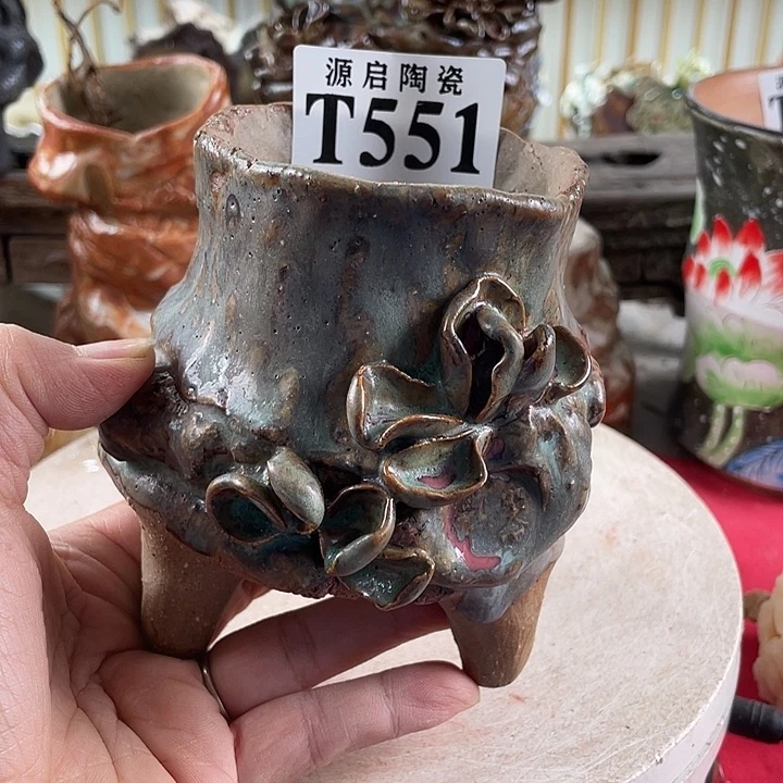 紫砂花盆景德镇陶瓷551瑕疵